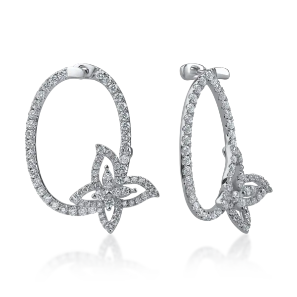 Cercei fluturi din aur alb cu diamante de 1.52ct
