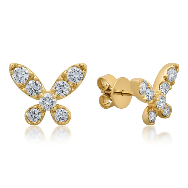 Cercei fluturi din aur galben cu diamante de 0.66ct