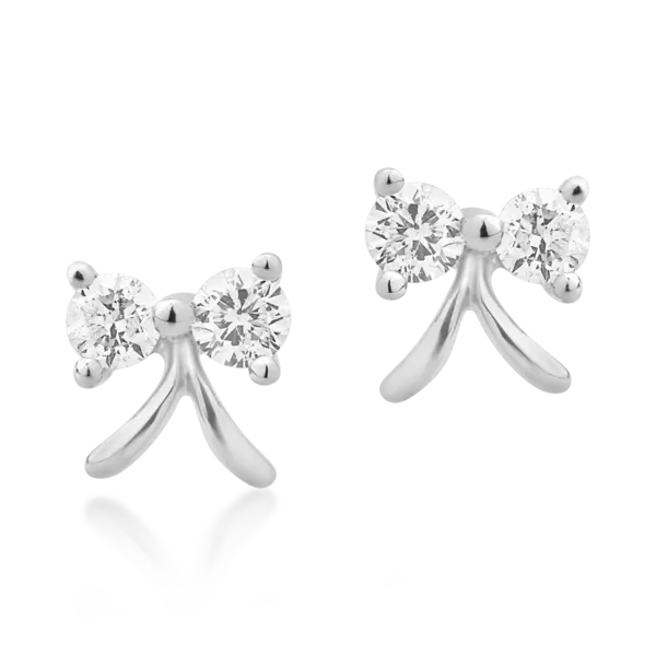 Cercei fundita din aur alb cu diamante de 0.117ct