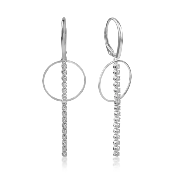 Cercei geometrici din aur alb cu diamante de 0.59ct