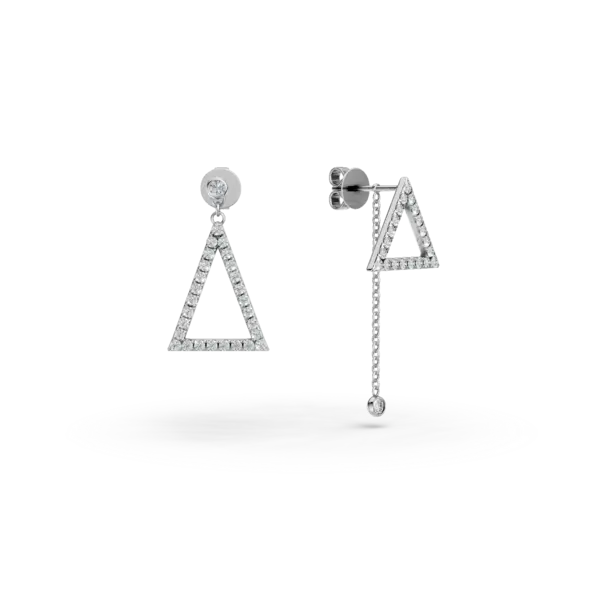 Cercei geometrici din aur alb cu diamante de 0.5ct