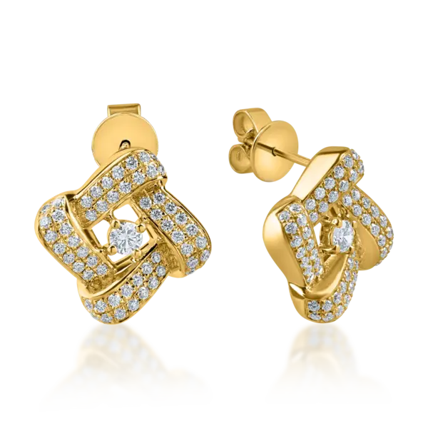 Cercei geometrici din aur alb cu diamante de 0.7ct