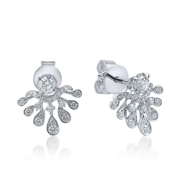 Cercei geometrici din aur alb cu diamante de 0.85ct