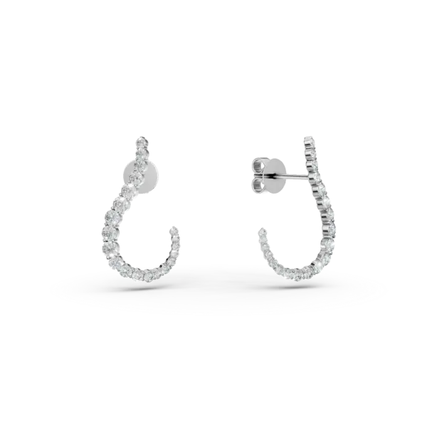 Cercei geometrici din aur alb cu diamante de 0.8ct