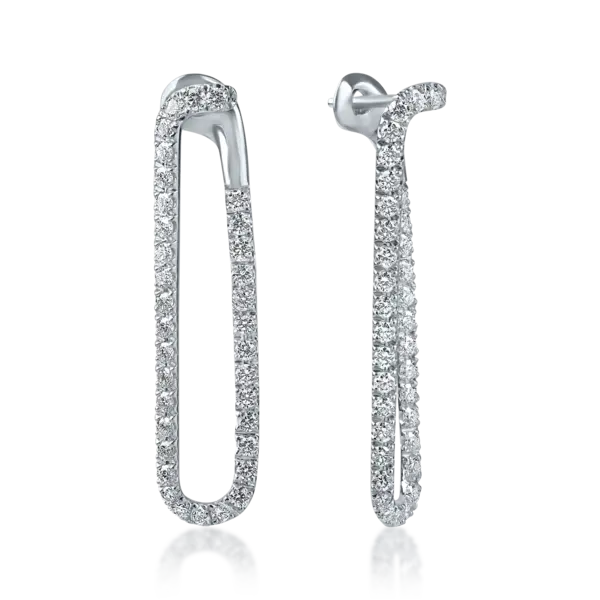 Cercei geometrici din aur alb cu diamante de 1.1ct