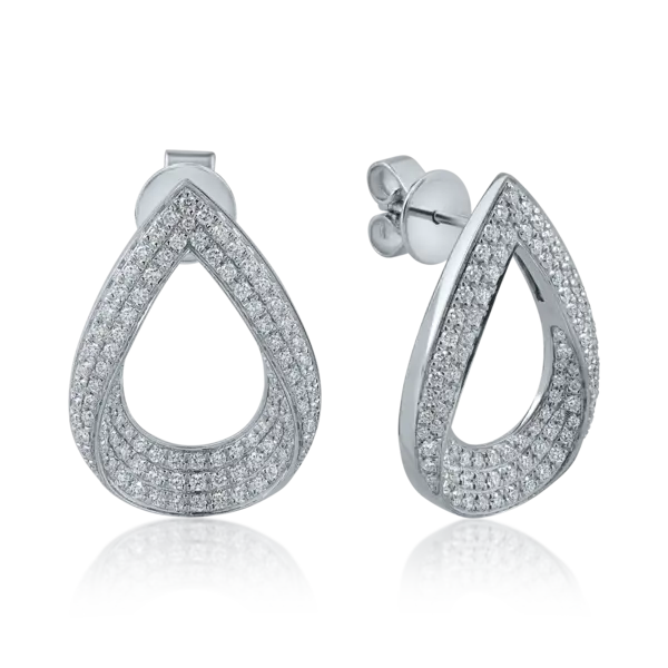 Cercei geometrici din aur alb cu diamante de 1.2ct