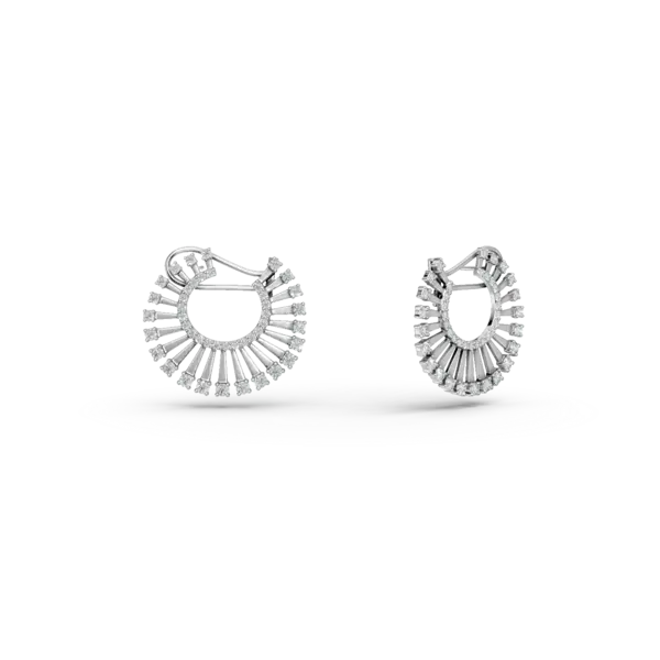 Cercei geometrici din aur alb cu diamante de 1.31ct