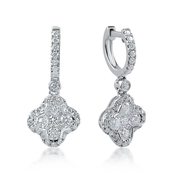 Cercei geometrici din aur alb cu diamante de 1.3ct