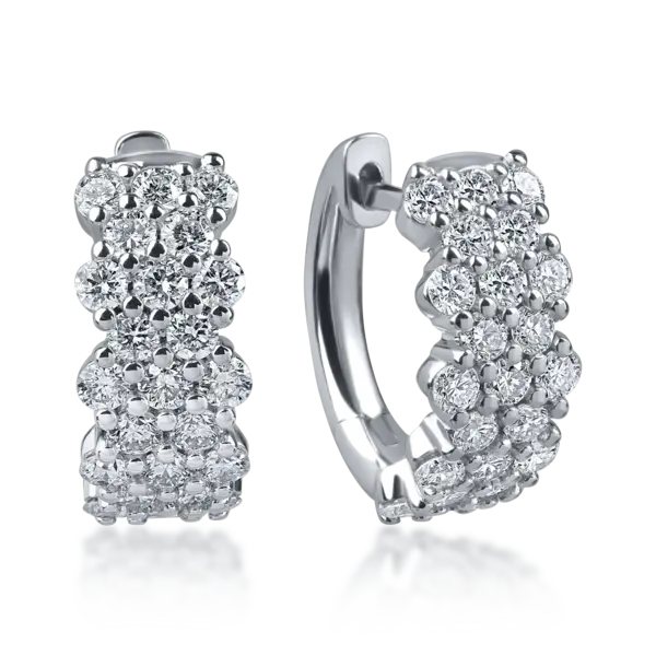 Cercei geometrici din aur alb cu diamante de 1.3ct