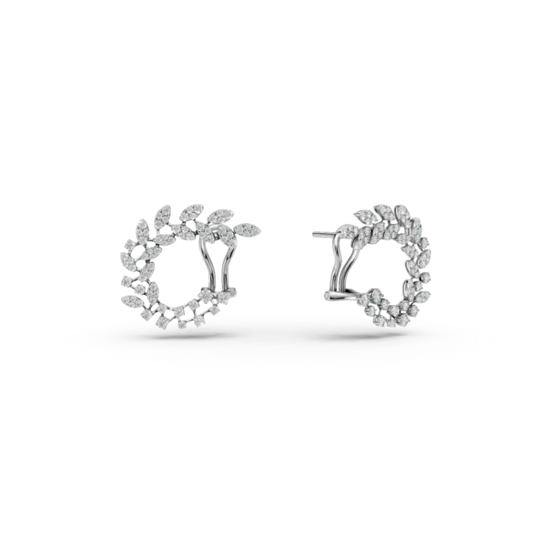 Cercei geometrici din aur alb cu diamante de 1.5ct