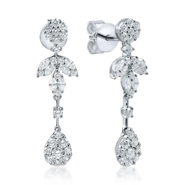 Cercei geometrici din aur alb cu diamante de 1.7ct