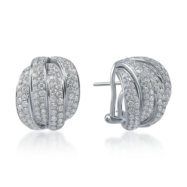 Cercei geometrici din aur alb cu diamante de 2ct