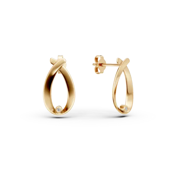 Cercei geometrici din aur galben cu diamante de 0.01ct