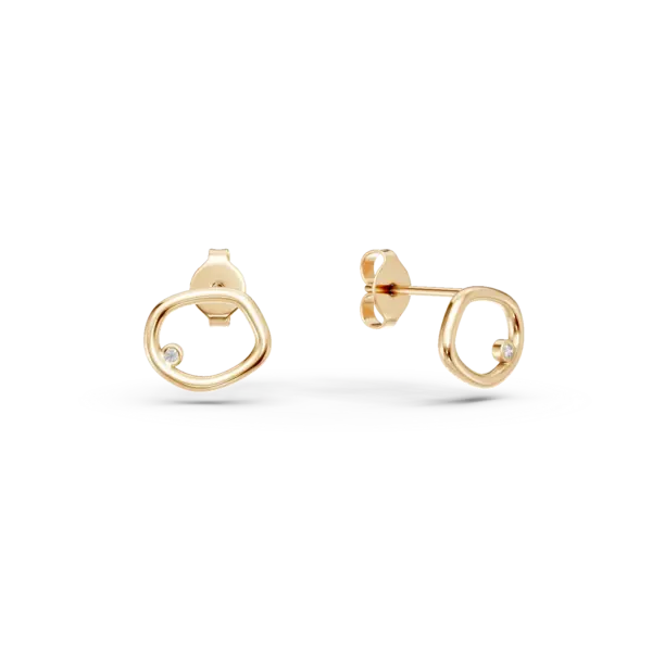 Cercei geometrici din aur galben cu diamante de 0.01ct