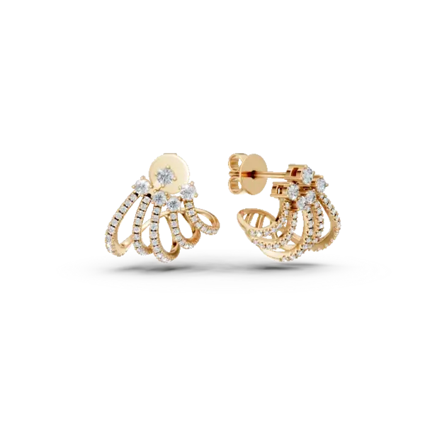 Cercei geometrici din aur galben cu diamante de 0.4ct