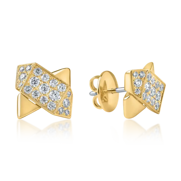 Cercei geometrici din aur galben cu diamante de 0.5ct