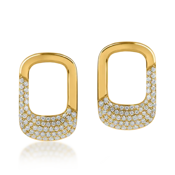 Cercei geometrici din aur galben cu diamante de 0.5ct