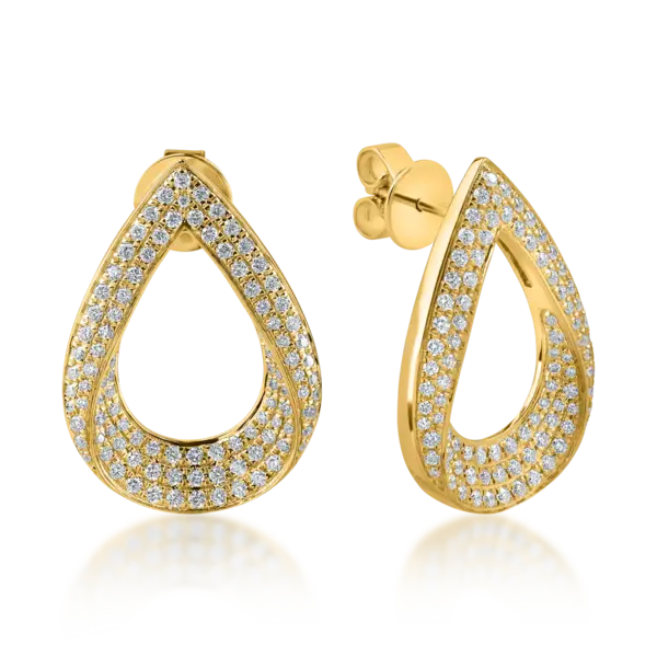Cercei geometrici din aur galben cu diamante de 1.2ct