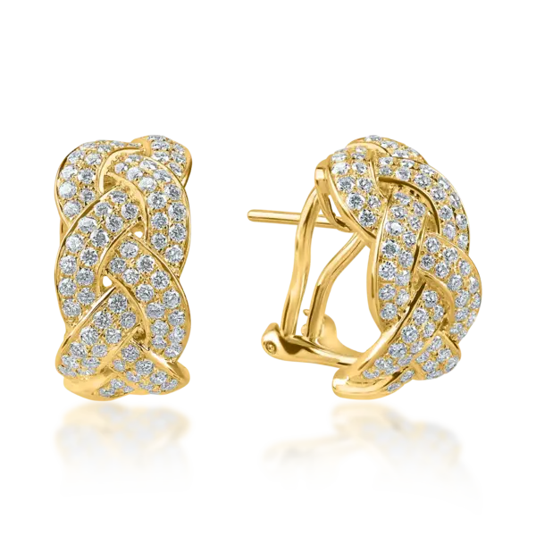 Cercei geometrici din aur galben cu diamante de 1.37ct