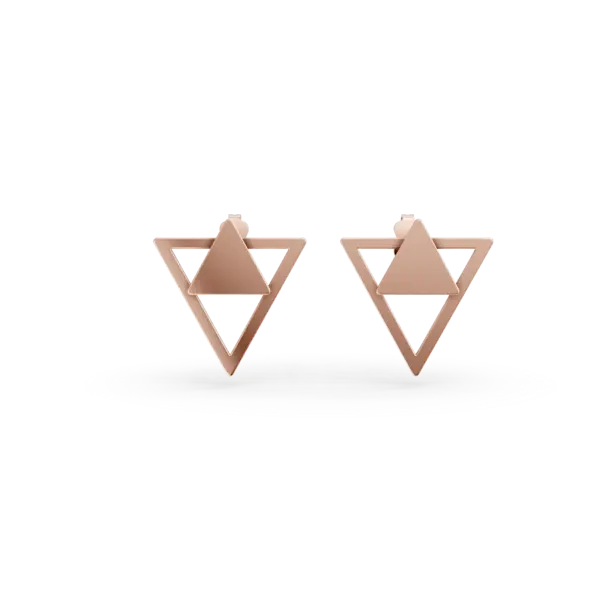 Cercei geometrici din aur roz