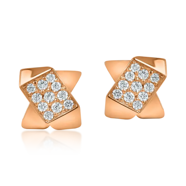Cercei geometrici din aur roz cu diamante de 0.4ct