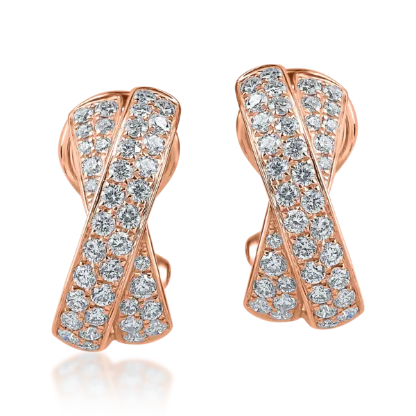 Cercei geometrici din aur roz cu diamante de 1.05ct