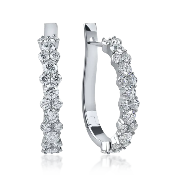 Cercei hoop din aur alb cu diamante de 2ct