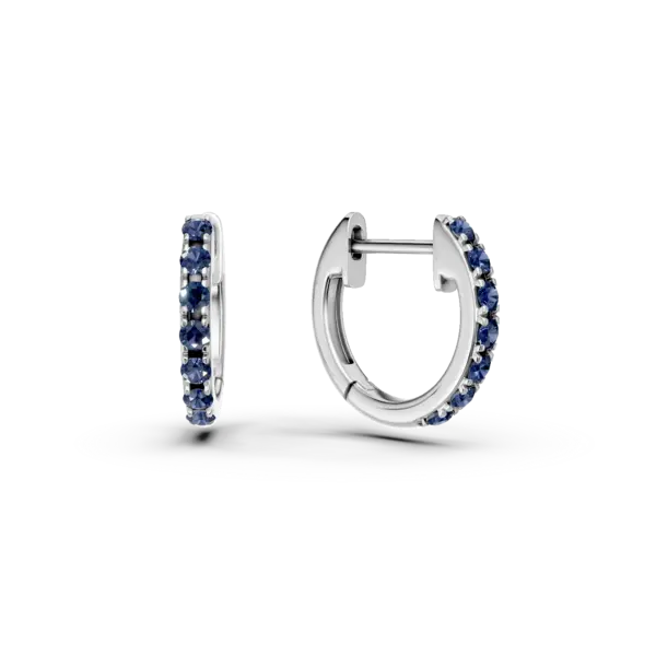 Cercei hoop din aur alb cu safire de 0.1ct pentru copii