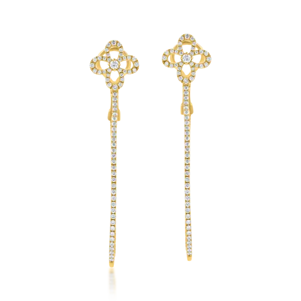Cercei hoop din aur galben cu diamante de 0.8ct