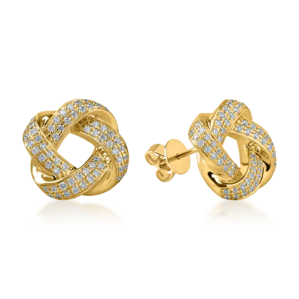 Cercei impletiti din aur galben cu diamante de 0.6ct