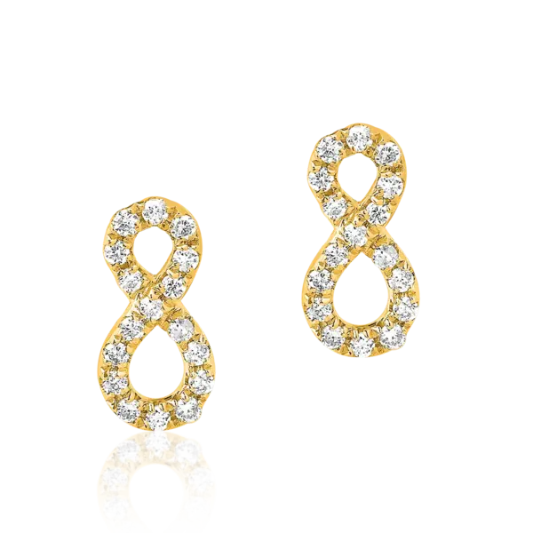Cercei infinit din aur galben cu diamante de 0.126ct