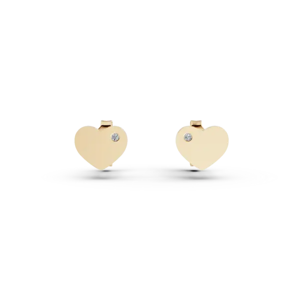Cercei inima din aur galben cu diamante de 0.01ct