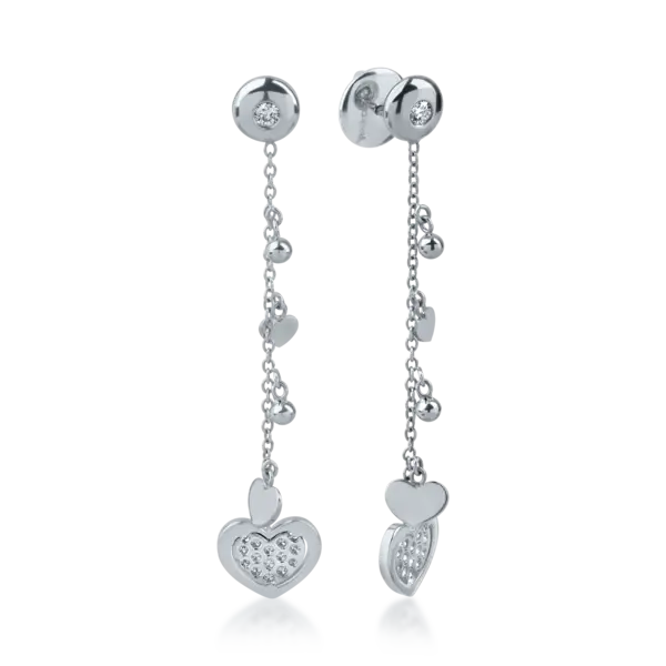 Cercei inimi din aur alb cu diamante de 0.22ct