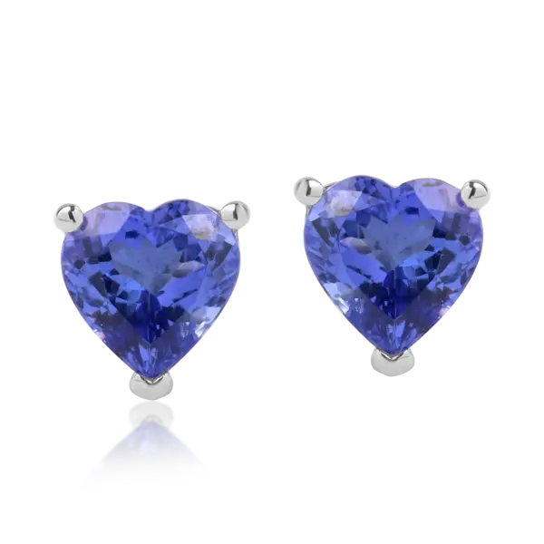 Cercei inimi din aur alb cu tanzanite heart de 3.92ct