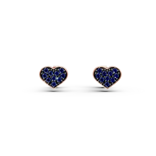 Cercei inimi din aur roz cu safire de 0.2ct