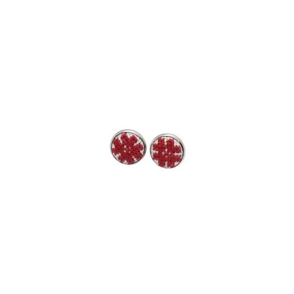 Cercei inox tip surub cu broderie etno , diametru 10 mm