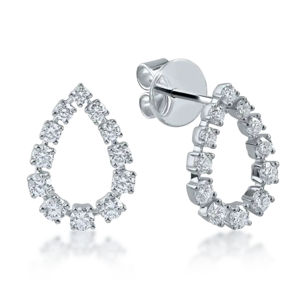 Cercei lacrima din aur alb cu diamante de 0.89ct