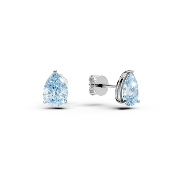 Cercei lacrima din aur alb cu topaze london blue pear de 1.6ct