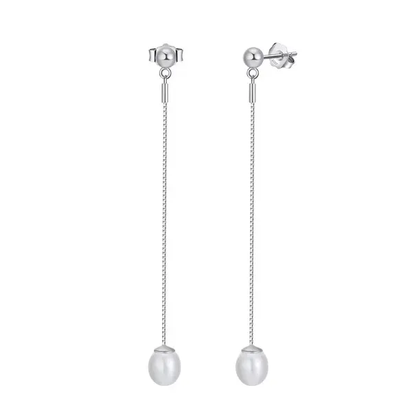 Cercei lungi argint 925, JW1567, model perla, placati cu rodiu