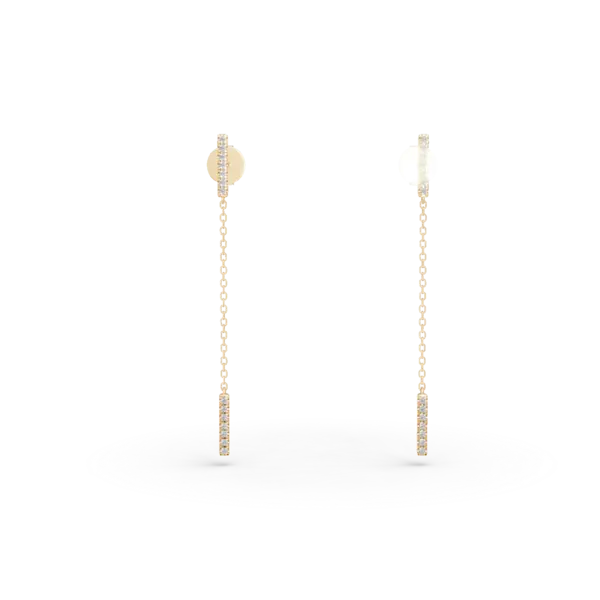 Cercei lungi din aur galben cu diamante de 0.14ct