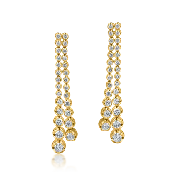 Cercei lungi din aur galben cu diamante de 1ct