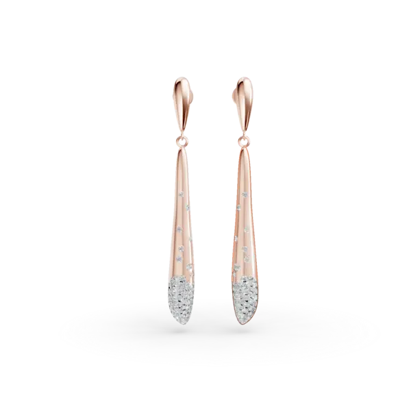 Cercei lungi din aur roz cu diamante de 0.5ct