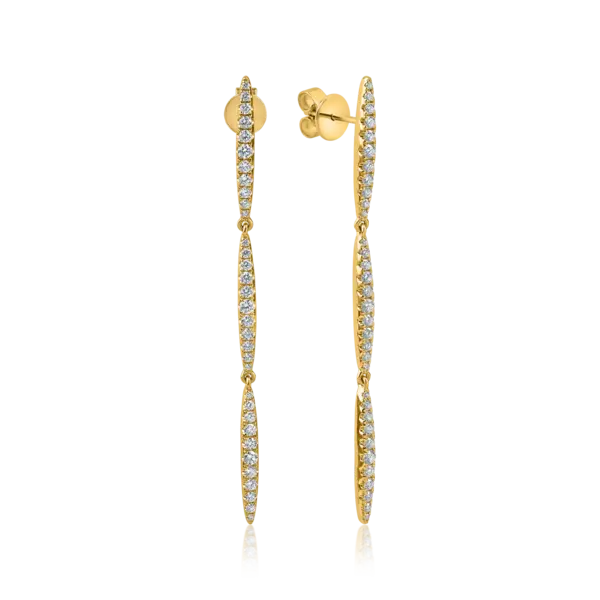 Cercei lungi minimalisti din aur galben cu diamante de 0.8ct