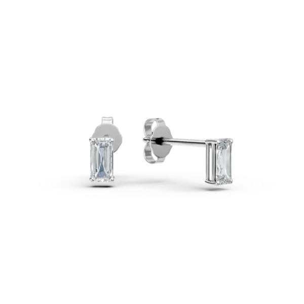 Cercei minimalisti din aur alb cu zirconia solitaire
