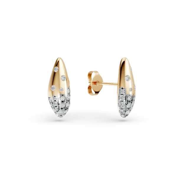 Cercei minimalisti din aur galben cu diamante de 0.48ct