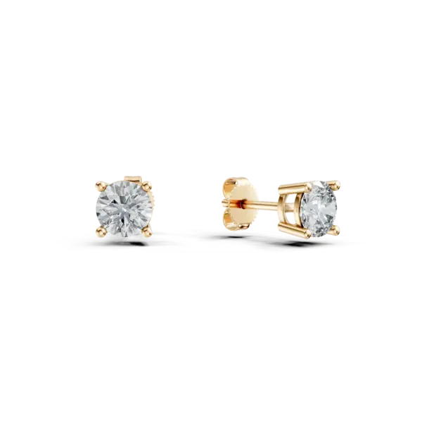 Cercei minimalisti din aur galben cu zirconii solitaire