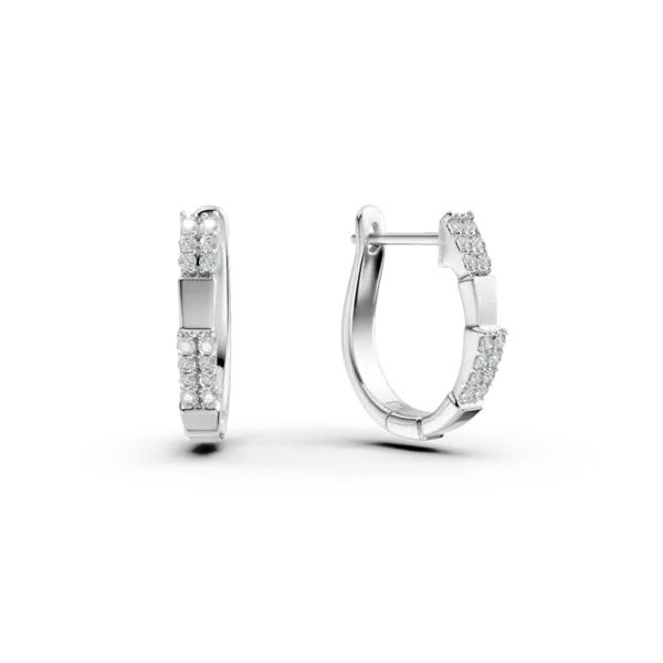 Cercei on-ear din aur alb cu diamante de 0.17ct