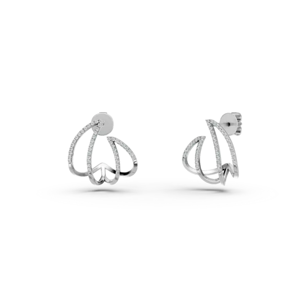 Cercei on-ear din aur alb cu diamante de 0.25ct