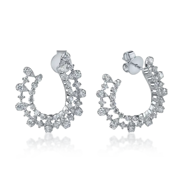 Cercei on ear din aur alb cu diamante de 1.7ct