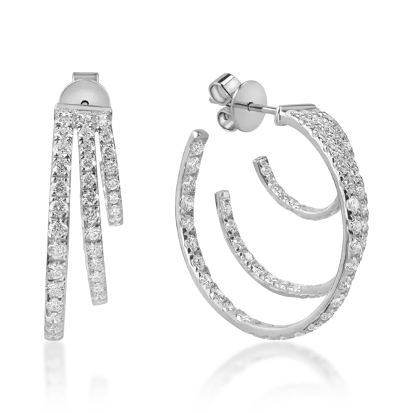 Cercei on ear din aur alb cu diamante de 2.5ct